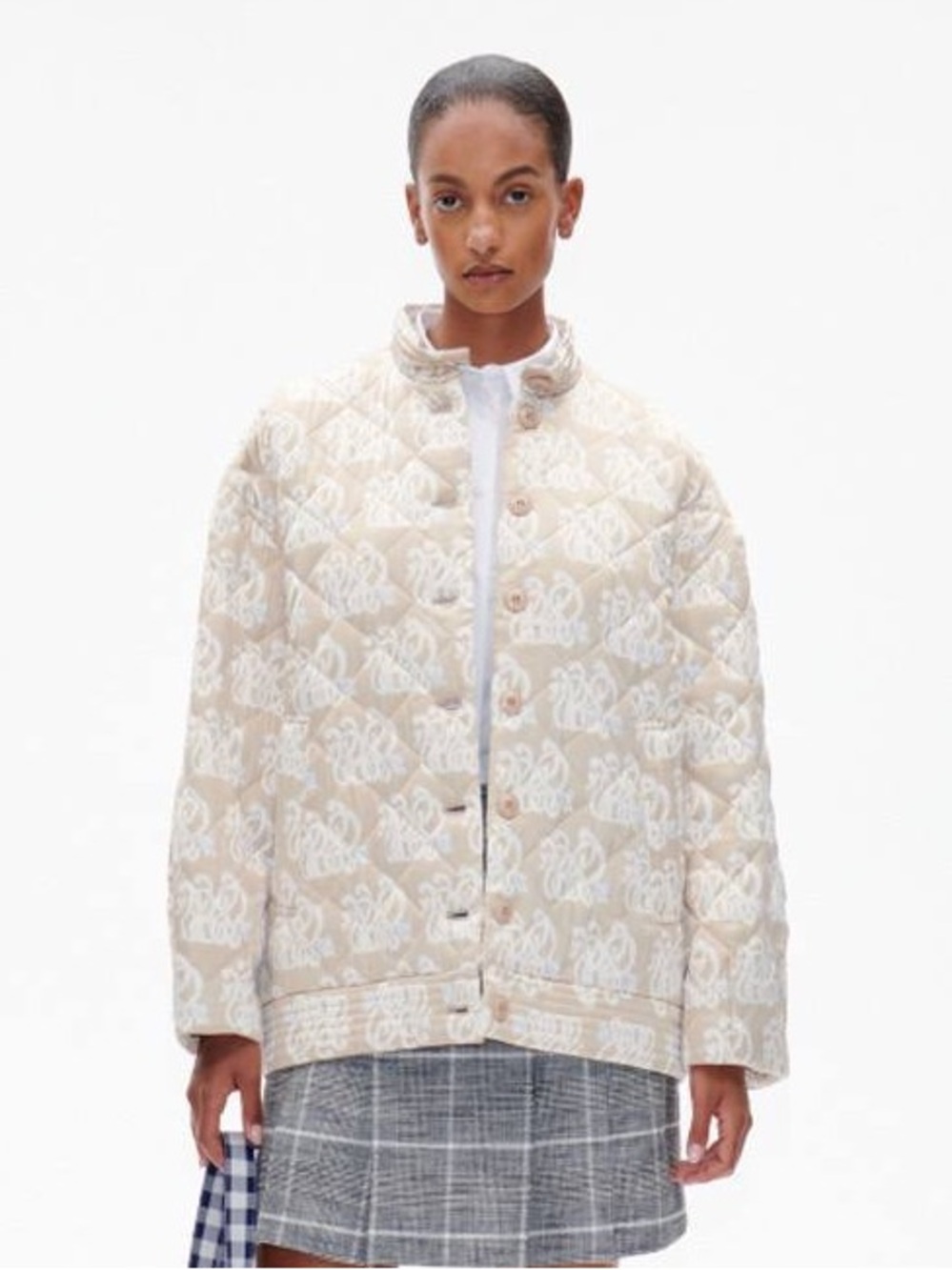 Baum und Pferdgarten Quilted Jacket in light beige, size 34 (Small), like new
